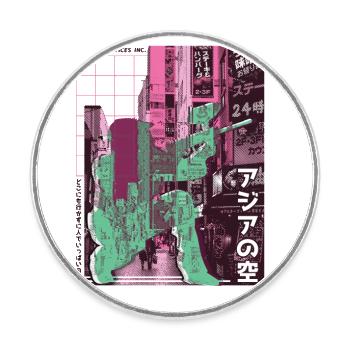 Paintball de la ville asiatique - Magnet rond - blanc - Devant