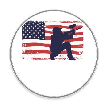 American Flag Paintball - Round  fridge magnet - white - Front