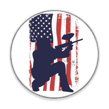 American Flag Paintball - Round  fridge magnet - white - Front