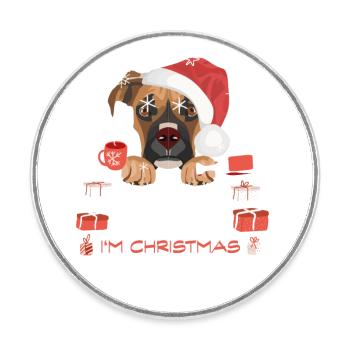 Marché de Noël Boxer - Magnet rond - blanc - Devant