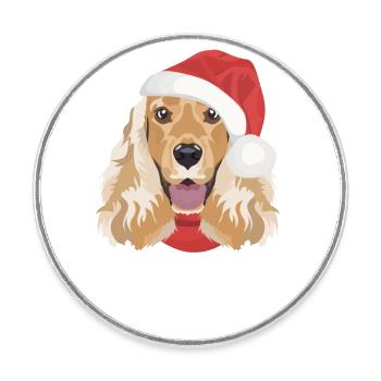 Deutsch Cocker Spaniel Joyeux Noël - Magnet rond - blanc - Devant