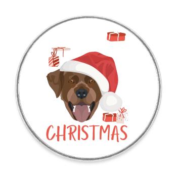 Labrador Frohe Weihnachten - Runder Kühlschrankmagnet - Weiß - Vorne
