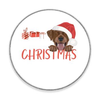 Labrador Frohe Weihnachten - Runder Kühlschrankmagnet - Weiß - Vorne