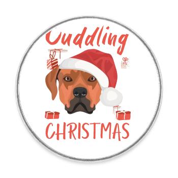 Rhodesian Ridgeback Joyeux Noël - Magnet rond - blanc - Devant