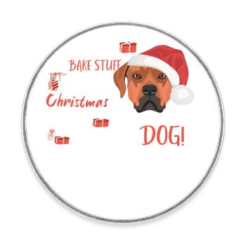Rhodesian Ridgeback Joyeux Noël - Magnet rond - blanc - Devant