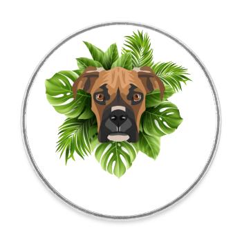 Tropical Deutscher Boxer - Runder Kühlschrankmagnet - Weiß - Vorne