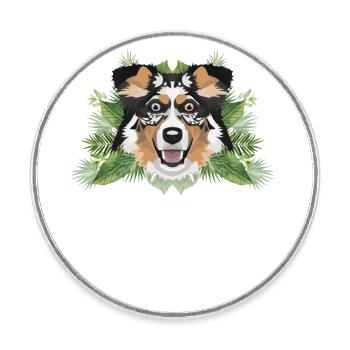 Tropical Australian Shepherd - Runder Kühlschrankmagnet - Weiß - Vorne
