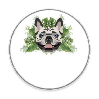 Tropical Französische Bulldogge - Runder Kühlschrankmagnet - Weiß - Vorne