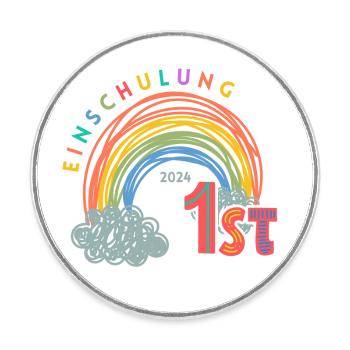 Einschulung 2024 Shirt - Runder Kühlschrankmagnet - Weiß - Vorne