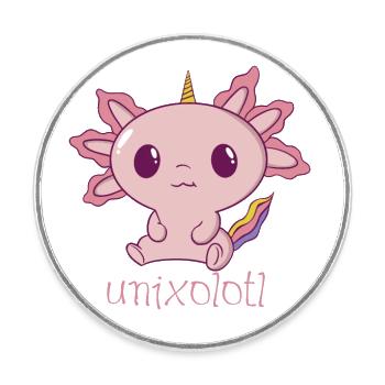 unixolotl - Uniform - the unique axolotl - Round  fridge magnet - white - Front