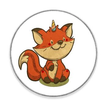 licorne renard, illustration vintage - Magnet rond - blanc - Devant