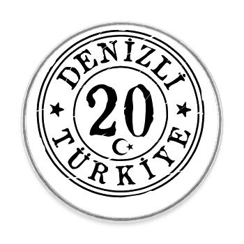 Denizli 20 Vintage - Runder Kühlschrankmagnet - Weiß - Vorne
