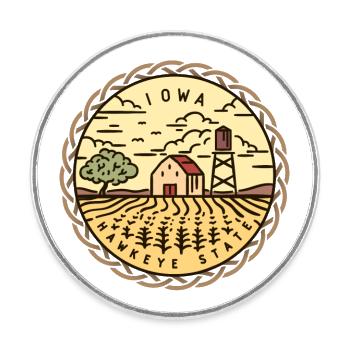 Iowa, Hawkeye-State, USA - Runder Kühlschrankmagnet - Weiß - Vorne