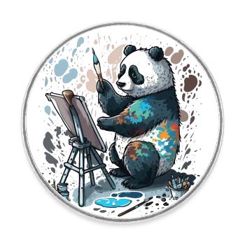 Artistic Panda - Round  fridge magnet - white - Front