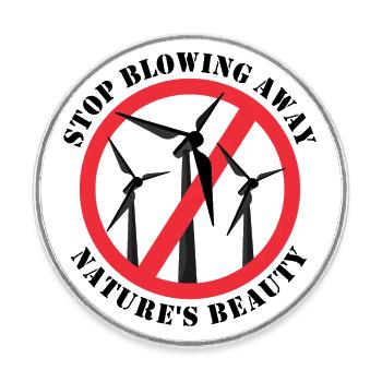 Anti wind energy, Stop wind power, No Wind turbine - Round  fridge magnet - white - Front