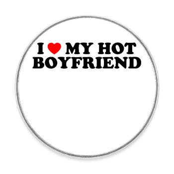 I Love My Hot Boyfriend - Ich Liebe Meinen Freund - Round  fridge magnet - white - Front