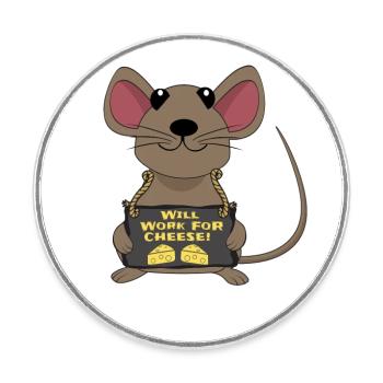 Lustige Maus Käse Käsefan Käseverkäufer - Runder Kühlschrankmagnet - Weiß - Vorne