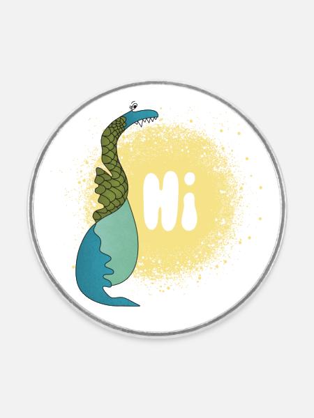 Dragon hi - Runder Kühlschrankmagnet - Weiß