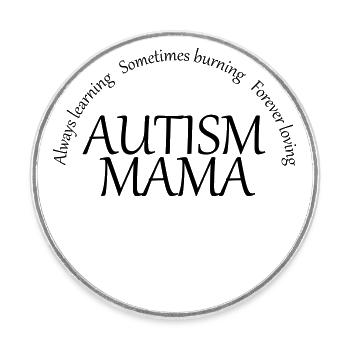 Autism Mama - Round  fridge magnet - white - Front