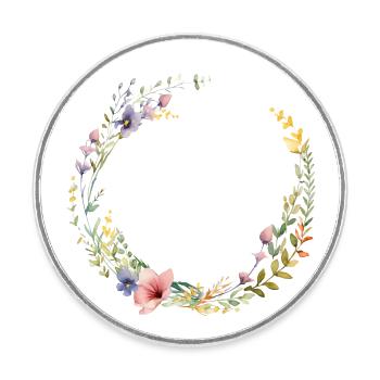 Customisable Floral Wreath Wild Flowers - Round  fridge magnet - white - Front