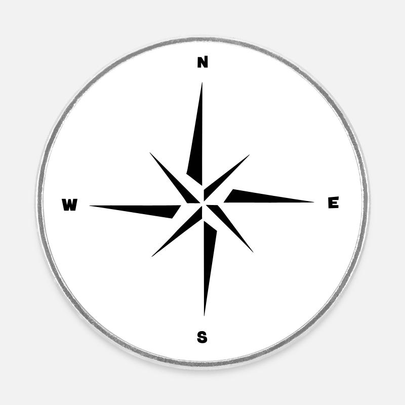 Points cardinaux de l’étoile nautique. Nautique. - Magnet rond - blanc