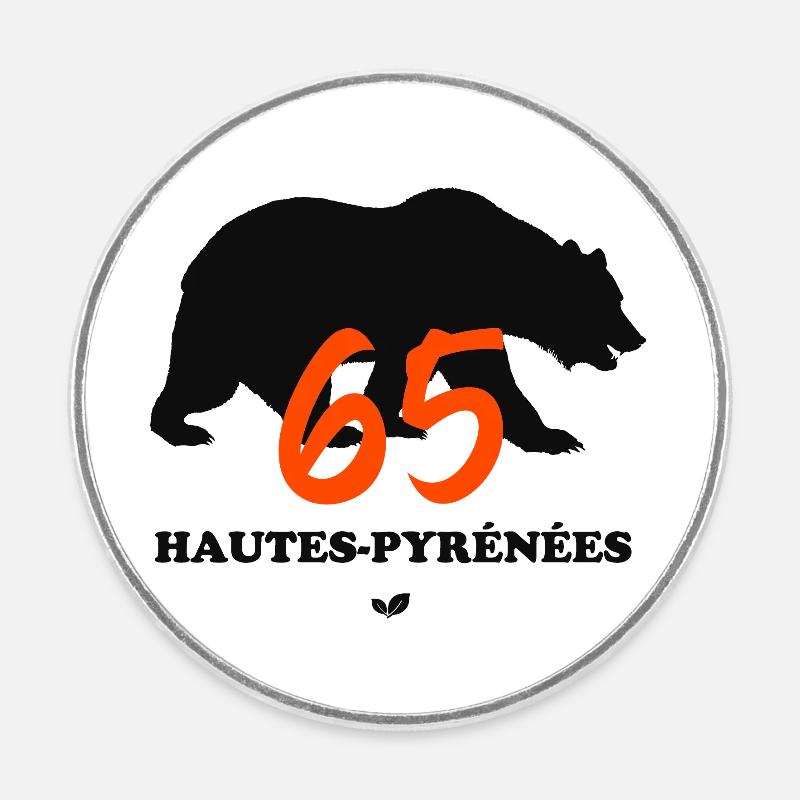 OURS des HAUTES-PYRÉNÉES - Magnet rond - blanc