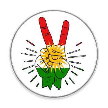 Doigt de paix du Kurdistan - Magnet rond - blanc - Devant