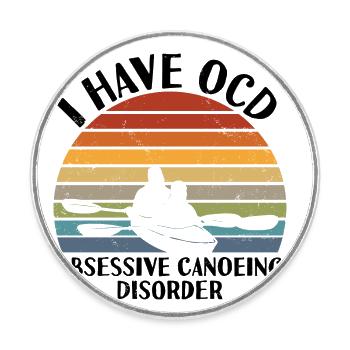 Canoe - Round  fridge magnet - white - Front