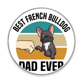 Französische Bulldogge - Runder Kühlschrankmagnet - Weiß - Vorne