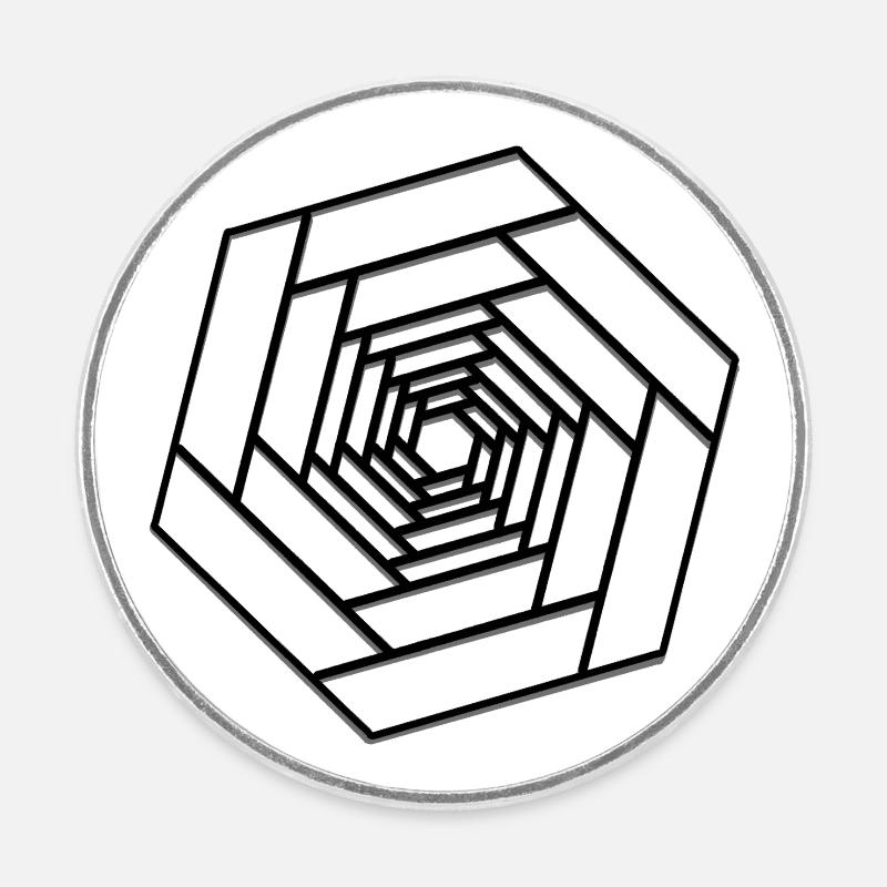 Hexagon infinite design - Round fridge magnet - white