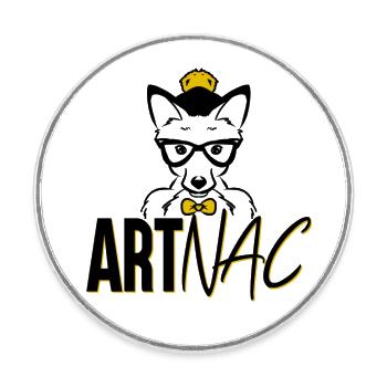 ARTNAC Logo Texte - Magnet rond - blanc - Devant