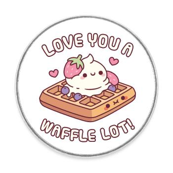 Gaufre mignonne Love You A Waffle Lot Valentines - Magnet rond - blanc - Devant