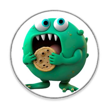 cute alien cookies monster - Round  fridge magnet - white - Front
