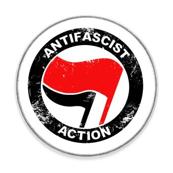 Antifaschistische Aktion Logo Grunge - Runder Kühlschrankmagnet - Weiß - Vorne