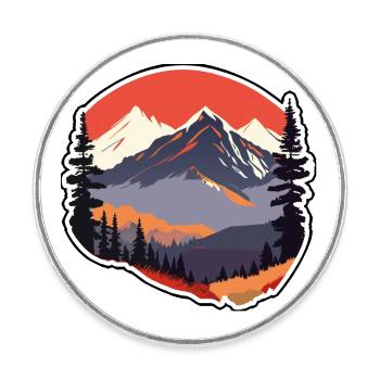 Mountains - Runder Kühlschrankmagnet - Weiß - Vorne