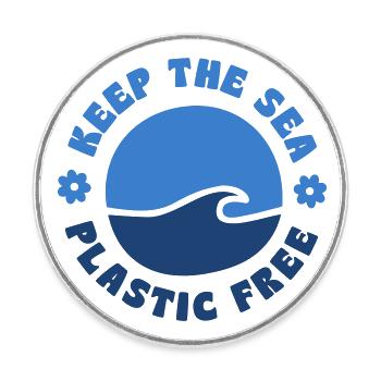 KEEP THE SEA - PLASTIC FREE - Runder Kühlschrankmagnet - Weiß - Vorne