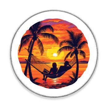 Hängematte Strand Meer Suset - Runder Kühlschrankmagnet - Weiß - Vorne