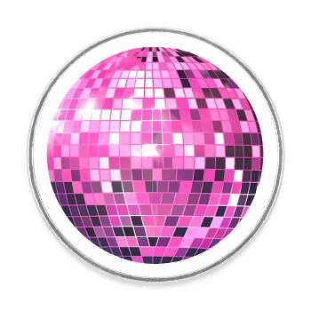 Pink Disco Ball - Round  fridge magnet - white - Front