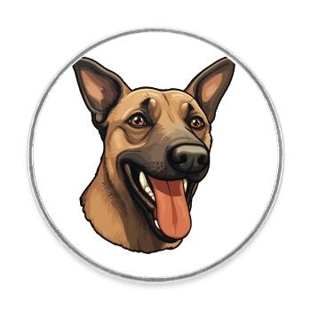 Malinois Dog Face Belgian Shepherd - Round  fridge magnet - white - Front