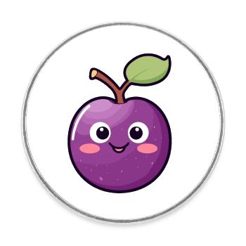 Kawaii Plum Sweet Plum - Round  fridge magnet - white - Front