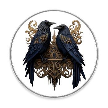 Hugin et Munin, les corbeaux d’Odin - Magnet rond - blanc - Devant