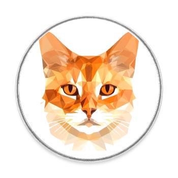 Polygon Cat - Round  fridge magnet - white - Front
