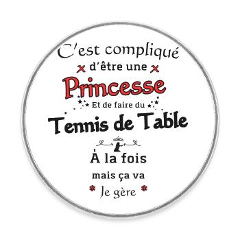 Princesse Et Tennis de Table - Magnet rond - blanc - Devant
