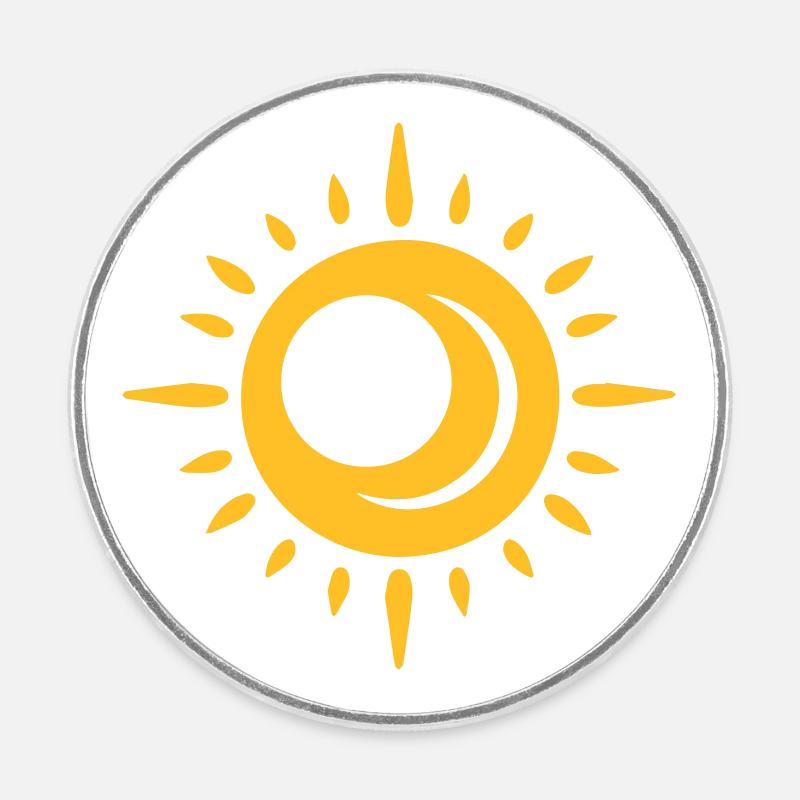 Sun & Moon - minimalist harmony - Round  fridge magnet - white