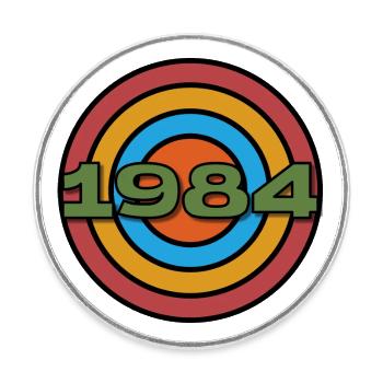 1984 Classic original birthday gift - Round  fridge magnet - white - Front