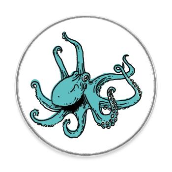 Tanzender Oktopus Retro Vintage Groovy Line Grafik - Runder Kühlschrankmagnet - Weiß - Vorne