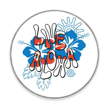 Hawaii Live Aloha Good Vibe Saying Retro - Round  fridge magnet - white - Front