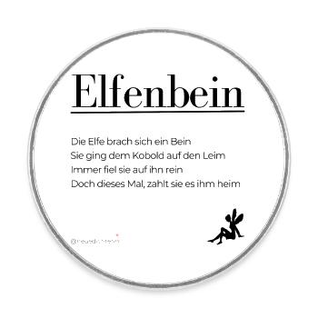 Elfenbein - schwarze Schrift - Runder Kühlschrankmagnet - Weiß - Vorne
