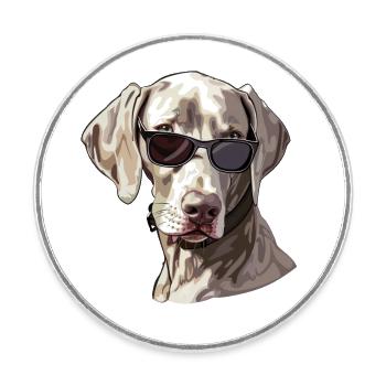 Weimaraner, Hund, Sonnenbrille, Sommer - Runder Kühlschrankmagnet - Weiß - Vorne