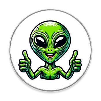 Joyeux Extraterrestre - Magnet rond - blanc - Devant